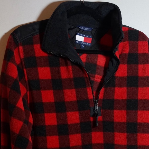 Tommy Hilfiger red plaid fleece pullover - Picture 3 of 3